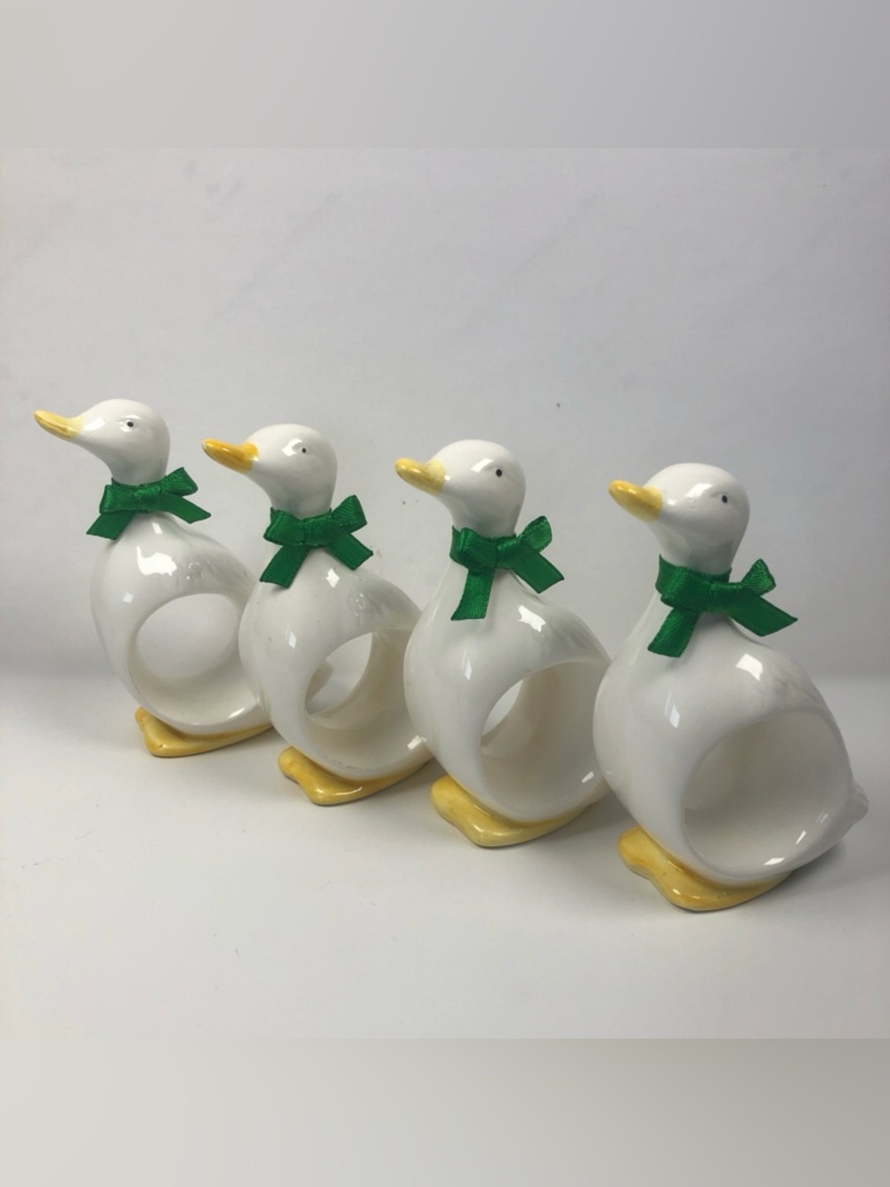 Adorable Vintage Geese with Bows Napkin Rings 🪿Set of 4